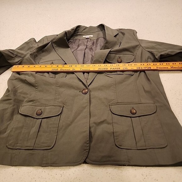 Dress Barn Army Green Jacket Blazer 3x Gold Buttons Stretch - Picture 7 of 9